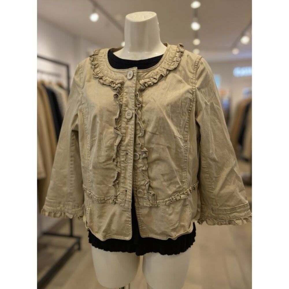 LOFT Tan Cotton Bell Sleeve Lightweight Jacket Size 6